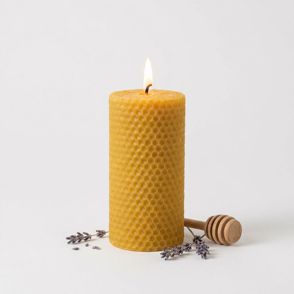 Pure Beeswax Candle – Hand-Poured, Non-Toxic & Natural